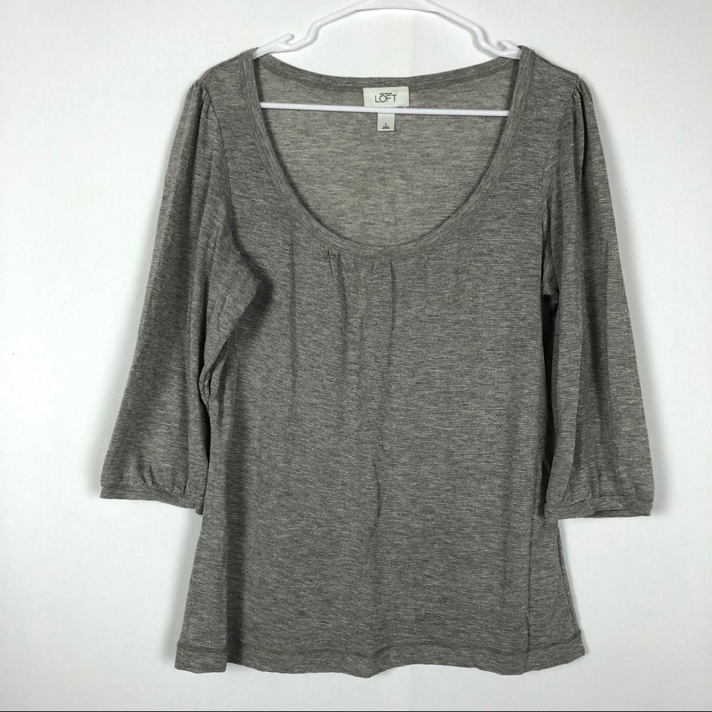 LOFT Lightweight Blouse 3/4 Sleeves Striped